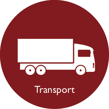 Transport with truck in red