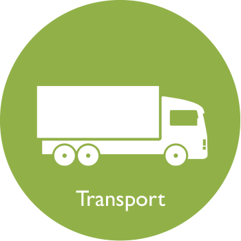 Transport with truck in green