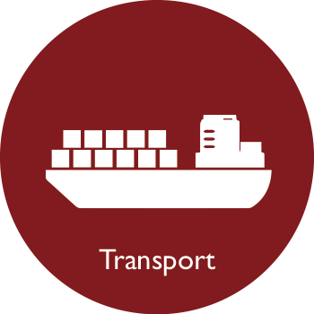 Transport mit Schiff in rot