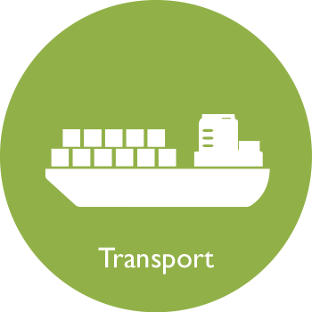 Transport mit Schiff in gruen