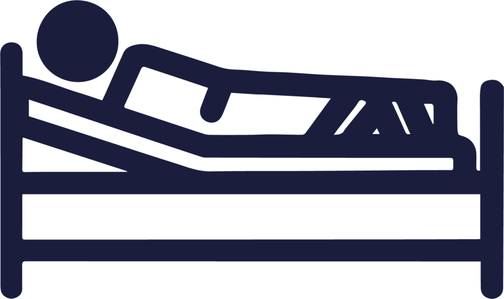 Icon einer Person im Pflegebett